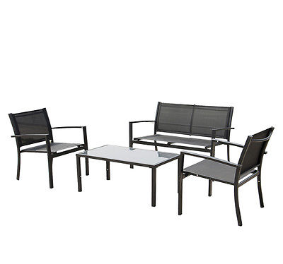 4PCS Outdoor/Indoor Patio Garden Furniture Set Seat Lawn Steel Frame Chair Sofa