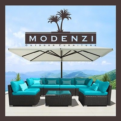 Modenzi 7G Outdoor Wicker Rattan Sectional Patio Furniture Sofa Set Garden Chair